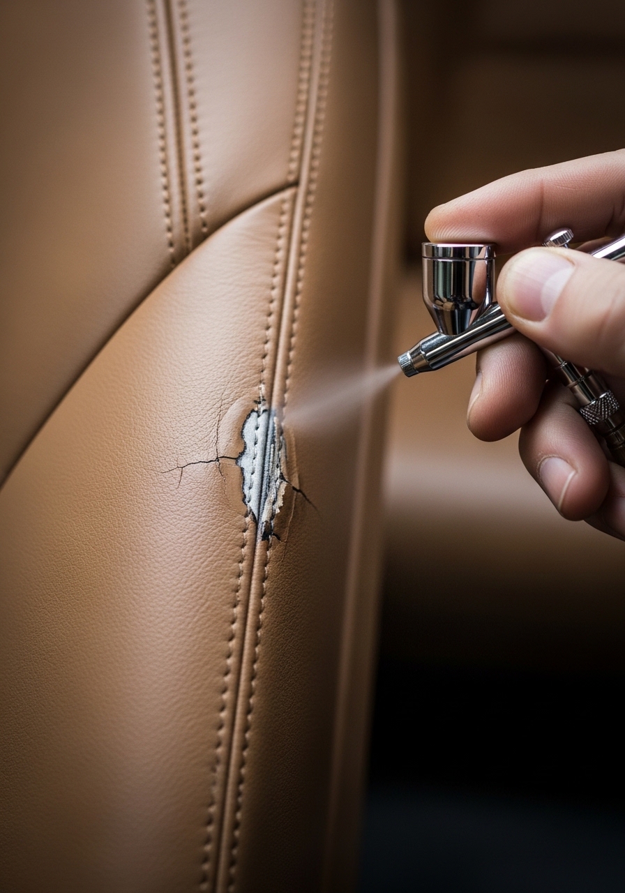 Leder Reparatur und Teile Lackierung Detail